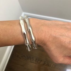Faux Silver Bamboo Style Bangle Bracelets